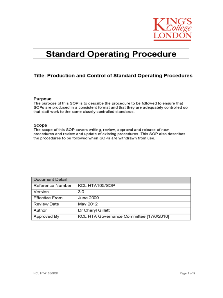 Sop Template - 6 Free Templates In Pdf, Word, Excel Download Pertaining To Free Standard Operating Procedure Template Word 2010
