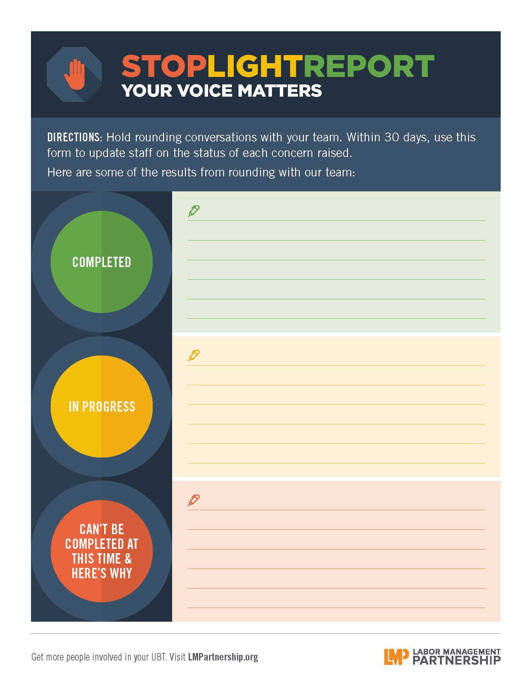Stoplight Report: Your Voice Matters | Labor Management With Stoplight Report Template