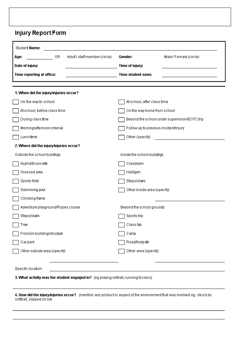 Student Injury Incident Report | Templates At With Regard To School Incident Report Template