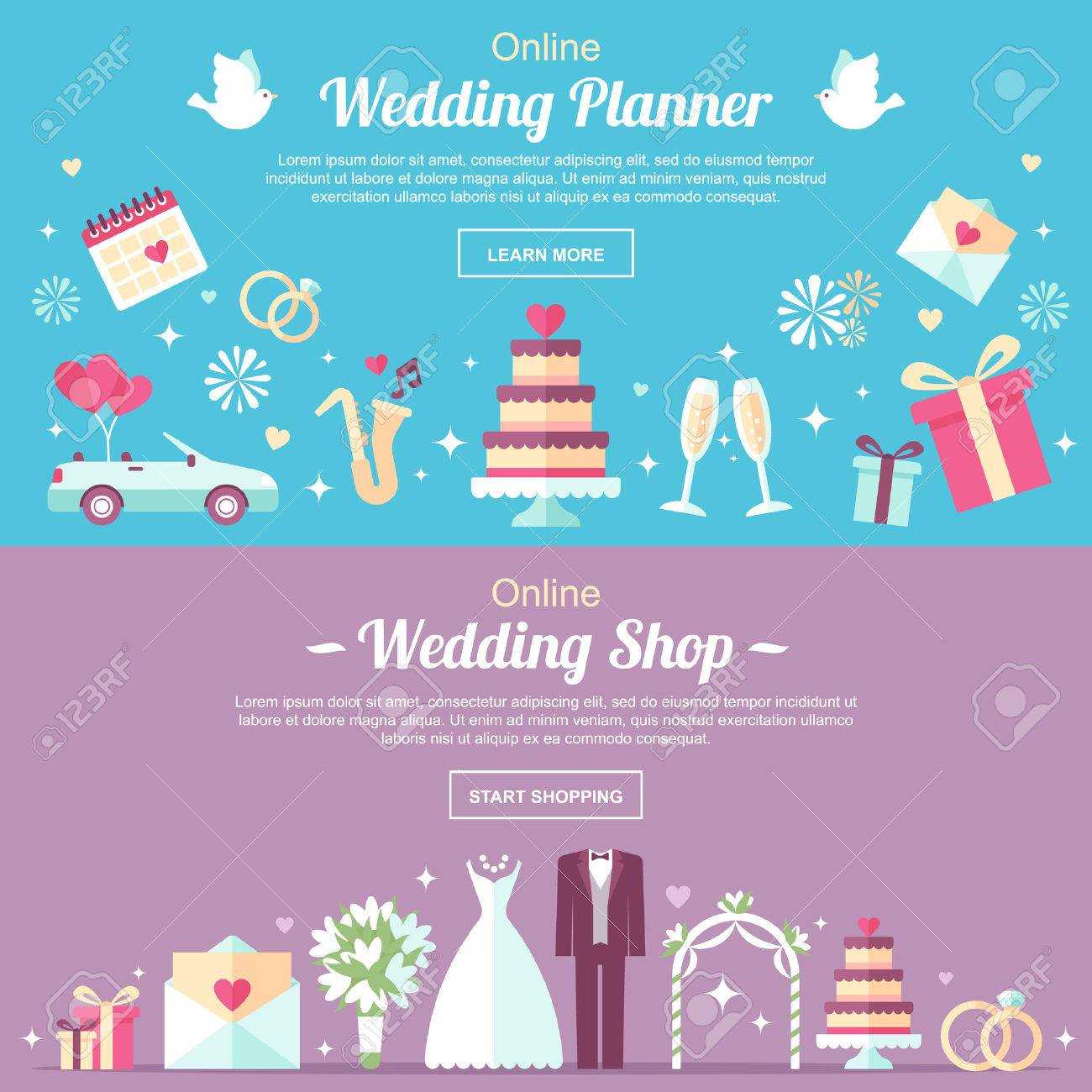 Vector Header And Banner Design Templates. For Online Wedding.. With Wedding Banner Design Templates