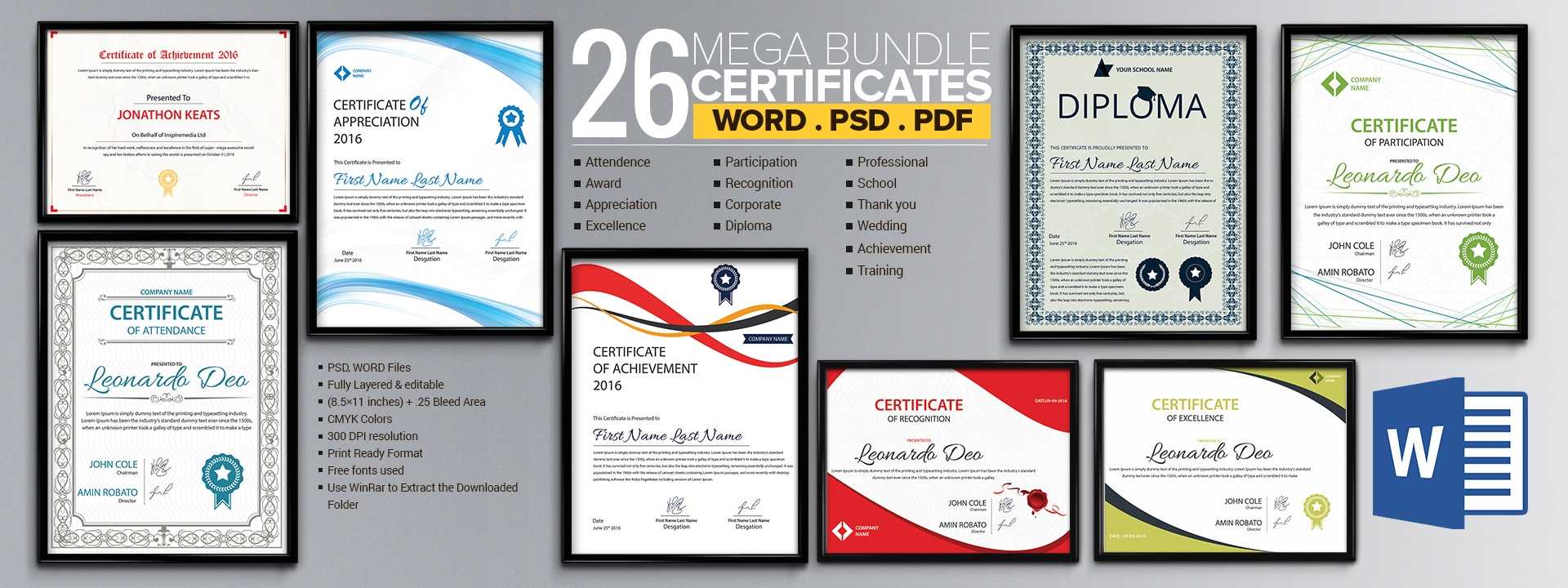 Word Certificate Template - 53+ Free Download Samples With Blank Award Certificate Templates Word
