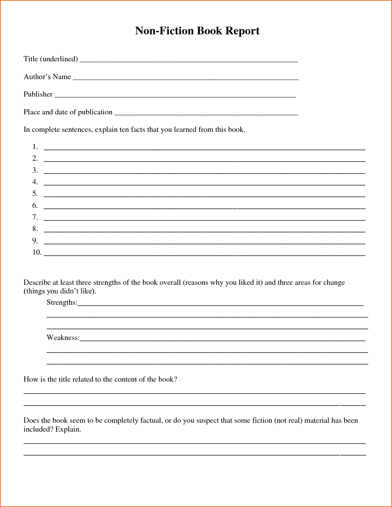 Worksheet For Book Report | Printable Worksheets And For Nonfiction Book Report Template