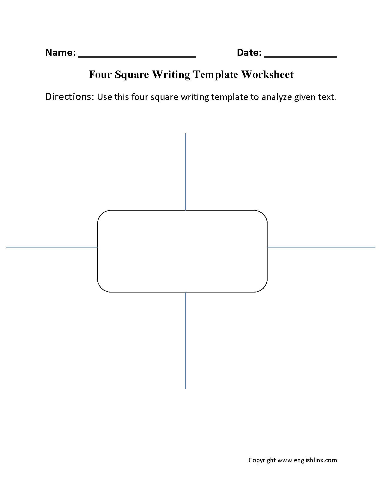 Writing Worksheets | Writing Template Worksheets Within Blank Four Square Writing Template